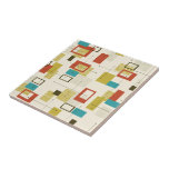 Retro Mid-Century Geometric Colourful Pattern Tile<br><div class="desc">Colourful retro mid-century retro geometric shapes in seamless patterns over light beige backgrounds.</div>