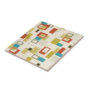 Retro Mid-Century Geometric Colourful Pattern Tile