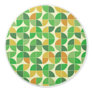Retro Mid century Geometric floral green Ceramic Knob
