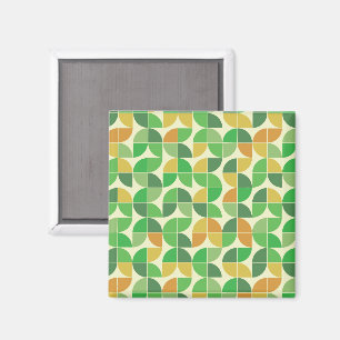 Retro Mid century Geometric floral green Magnet