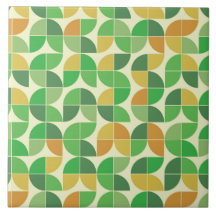Retro Mid century Geometric floral green
