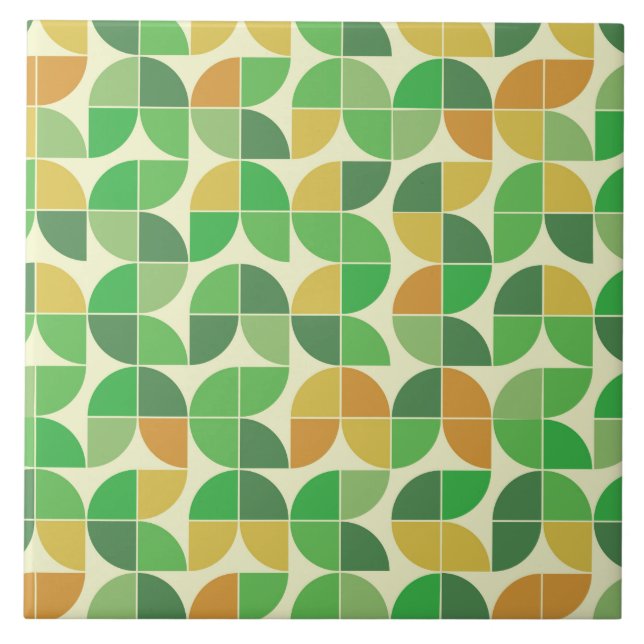   Retro Mid century  Geometric floral  green    Tile (Front)