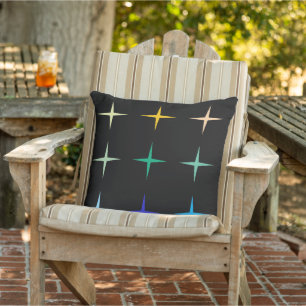 Retro Mid Century Geometric Stars Art Design Cushion