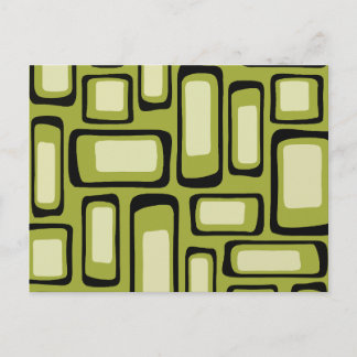 Retro Mid-Century Green Rounded Rectangle Grid Postcard