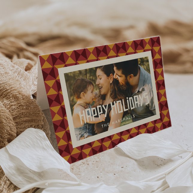 Retro Mid Century Happy Holidays Photo Holiday Card (Creator Uploaded)