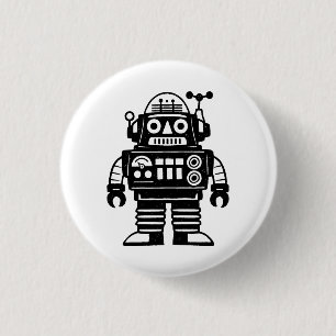 Retro Mid Century Inspired Robot 3 Cm Round Badge