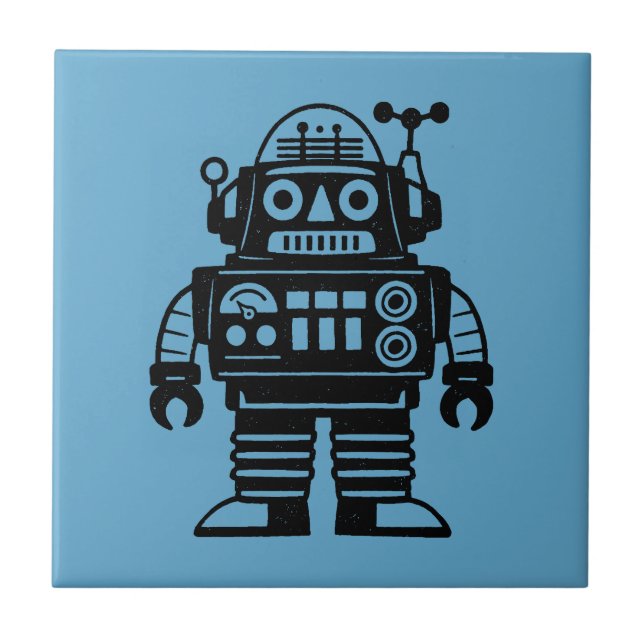 Retro Mid Century Inspired Robot Tile (Front)
