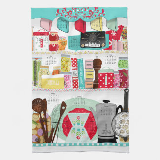 Retro Mid Century Kitchen 2026 Calendar Tea Towel