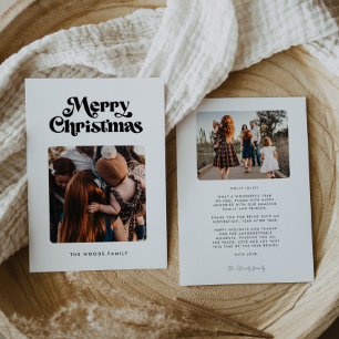 Retro Mid Century Merry Christmas 2 Photo Holiday Card