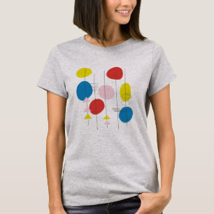 Retro Mid Century Mod Atomic Art   Yellow and Blue T-Shirt
