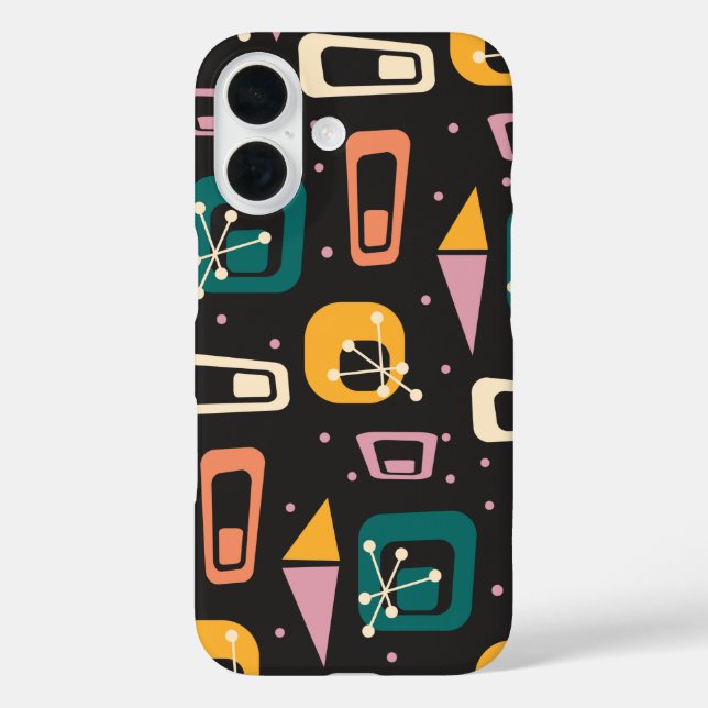 Retro Mid Century Mod Atomic Space Age Black Case-Mate iPhone Case (Back)