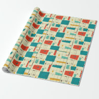 Retro Mid Century Mod Atomic Space Age Teal Red