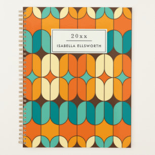 Retro Mid Century Mod Orange Personalised 2025 Planner