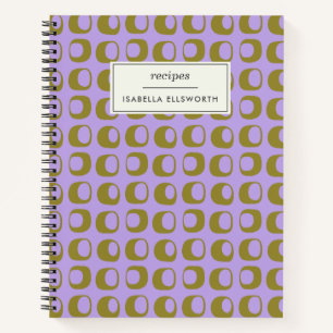 Retro Mid Century Mod Pattern Lavender Recipe Notebook