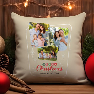 Retro Mid-century Modern 3 Photo Christmas Cushion