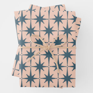 Retro Mid Century Modern 50s Starburst Pattern Wrapping Paper Sheet