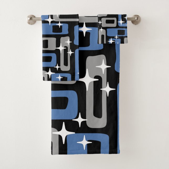 Retro Mid Century Modern Abstract Bath Towel Set (Insitu)