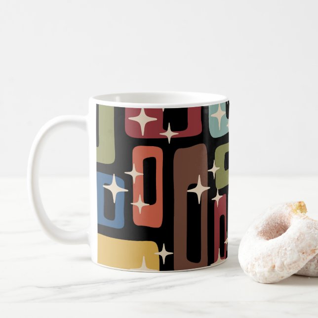 Retro Mid Century Modern Abstract Coffee Mug (With Donut)