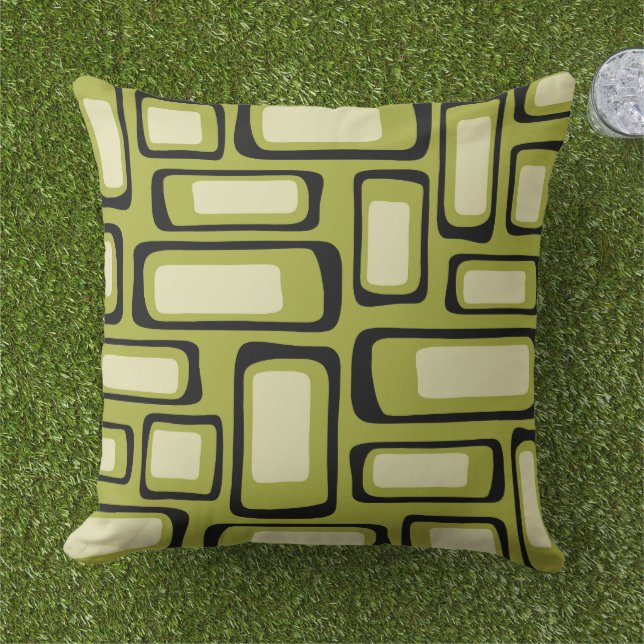 Retro Mid Century Modern Abstract Cushion (Grass)
