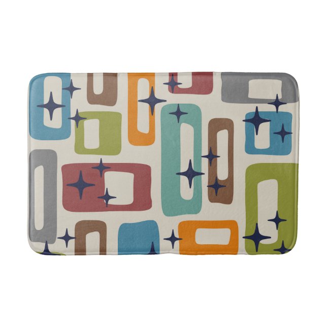 Retro Mid Century Modern Abstract Pattern Bath Mat (Front)