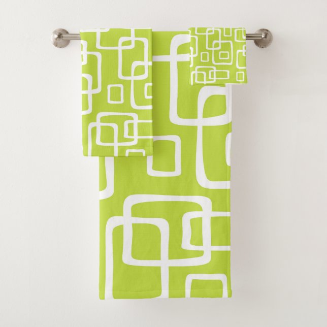 Retro Mid Century Modern Abstract Pattern Bath Towel Set (Insitu)