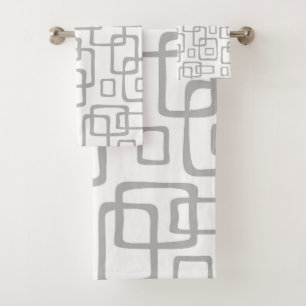 Retro Mid Century Modern Abstract Pattern Bath Towel Set
