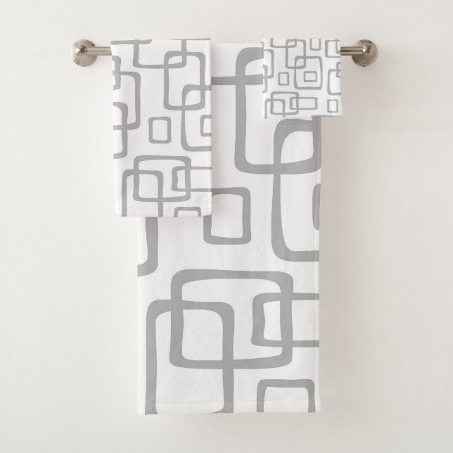 Retro Mid Century Modern Abstract Pattern Bath Towel Set (Insitu)