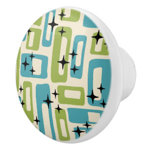 Retro Mid Century Modern Abstract Pattern Ceramic Knob