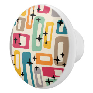 Retro Mid Century Modern Abstract Pattern Ceramic Knob