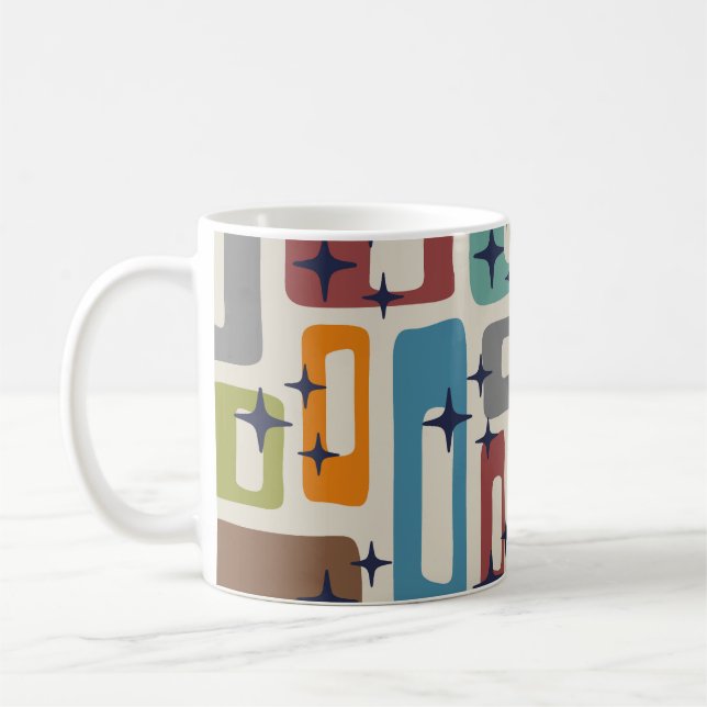Retro Mid Century Modern Abstract Pattern Coffee Mug (Left)