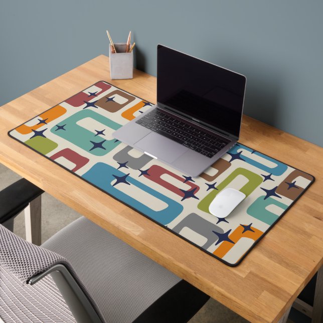 Retro Mid Century Modern Abstract Pattern Desk Mat (Office 2)