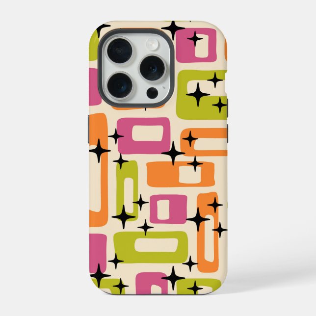 Retro Mid Century Modern Abstract Pattern iPhone Case (Back)