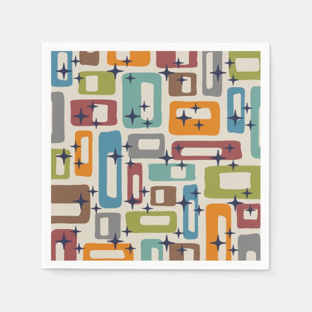 Retro Mid Century Modern Abstract Pattern Napkin (Front)