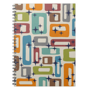 Retro Mid Century Modern Abstract Pattern Notebook