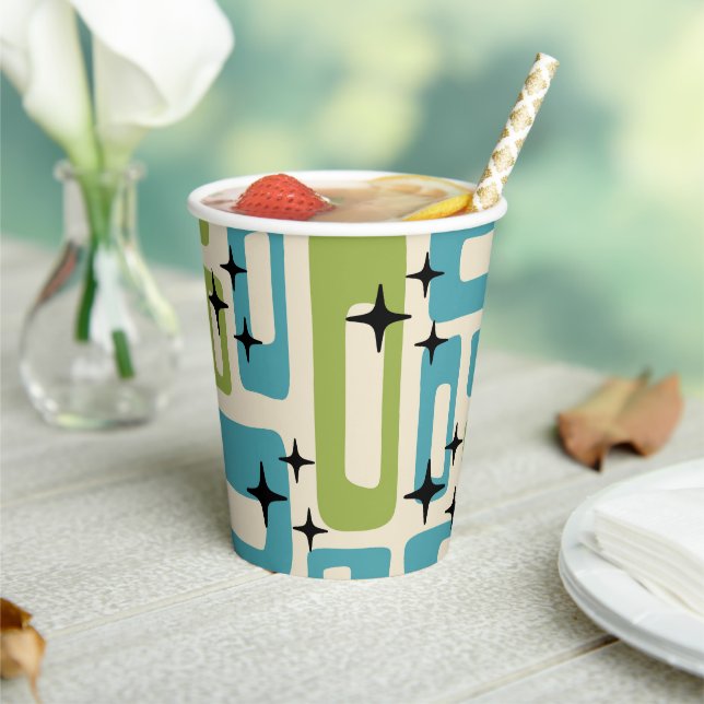 Retro Mid Century Modern Abstract Pattern Paper Cups (Insitu)