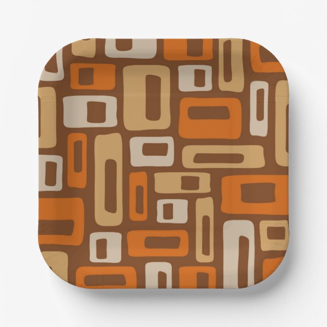 Retro Mid Century Modern Abstract Pattern Paper Plate (Front)