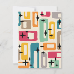 Retro Mid Century Modern Abstract Pattern Postcard