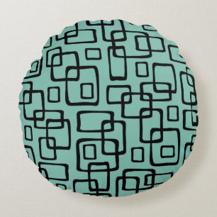 Retro Mid Century Modern Abstract Pattern Round Cushion