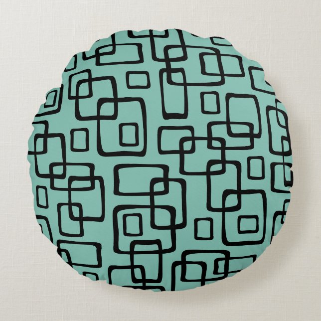 Retro Mid Century Modern Abstract Pattern Round Cushion (Front)