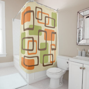 Retro Mid Century Modern Abstract Pattern Shower Curtain