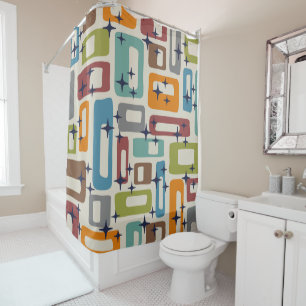 Retro Mid Century Modern Abstract Pattern Shower Curtain