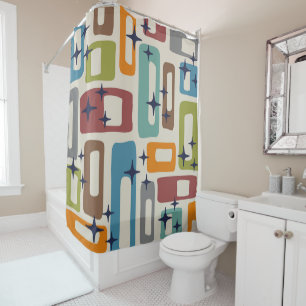 Retro Mid Century Modern Abstract Pattern Shower Curtain