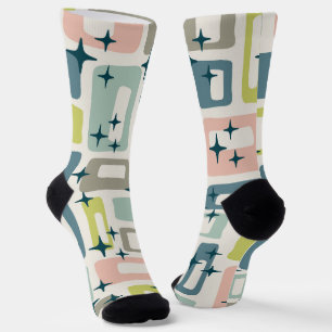 Retro Mid Century Modern Abstract Pattern Socks