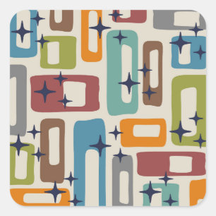 Retro Mid Century Modern Abstract Pattern Square Sticker