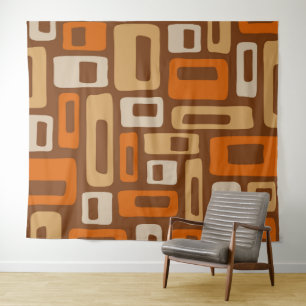 Retro Mid Century Modern Abstract Pattern Tapestry
