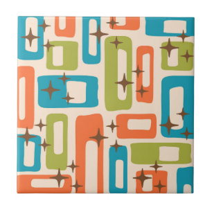 Retro Mid Century Modern Abstract Pattern Tile