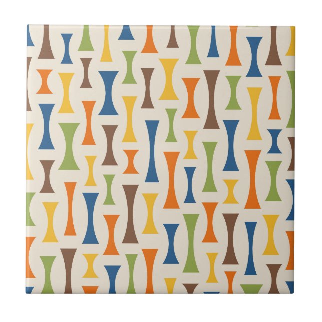 Retro Mid Century Modern Abstract Pattern Tile (Front)