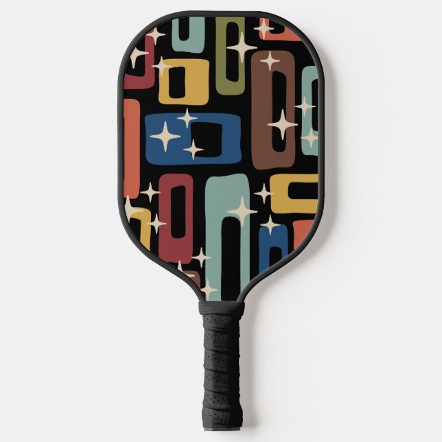 Retro Mid Century Modern Abstract Pickleball Paddle (Front)