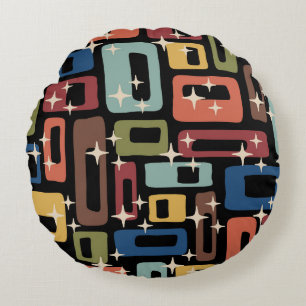 Retro Mid Century Modern Abstract Round Cushion