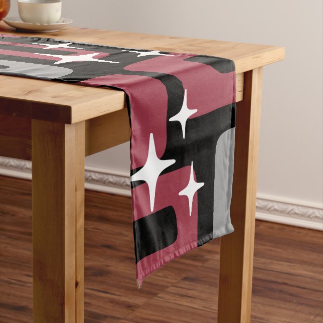 Retro Mid Century Modern Abstract Short Table Runner (In Situ)